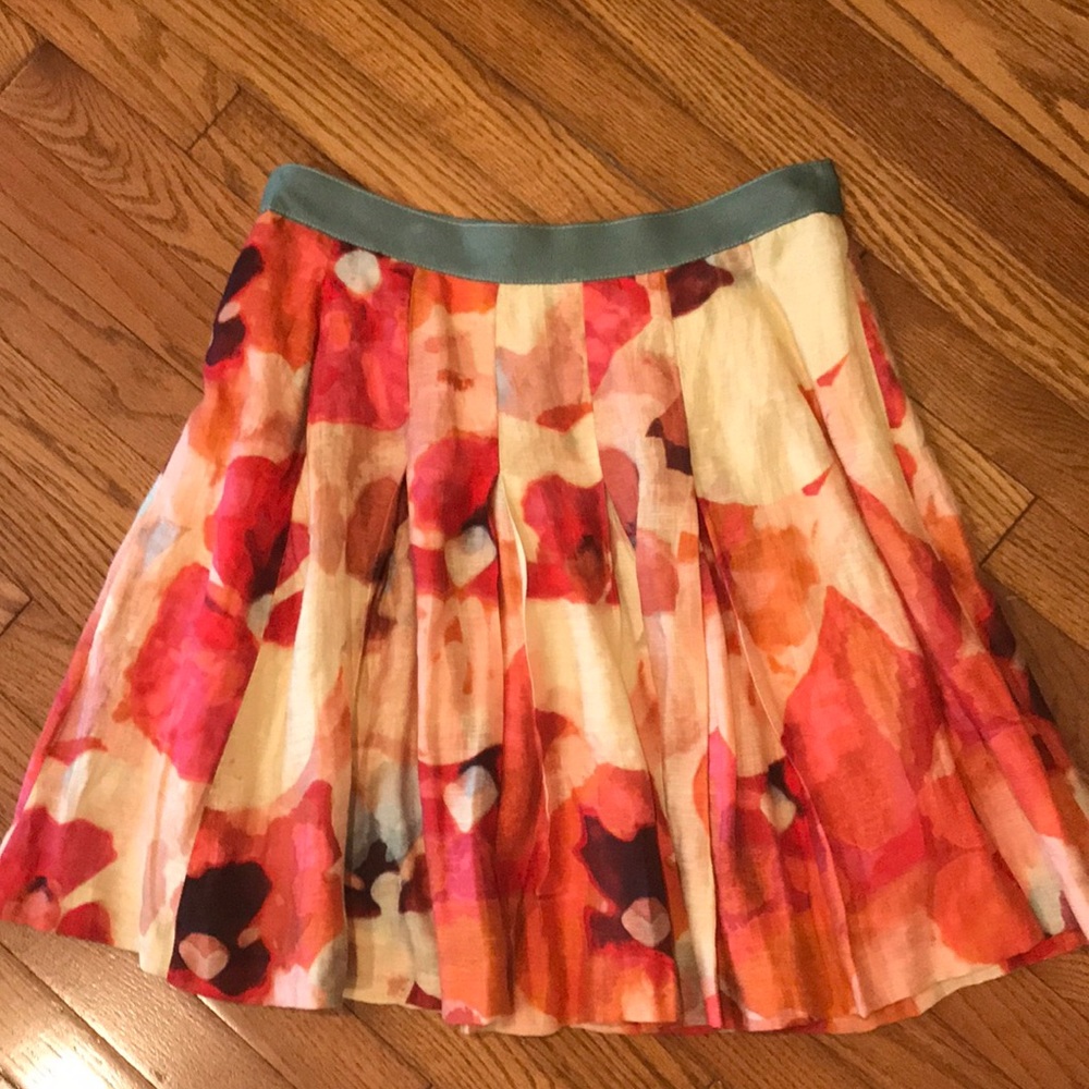 Loft Big Floral Pleated Skirt